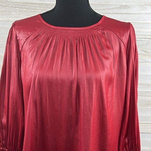 Current Air Smocked Sleeve Crinkle Popover Blouse Medium - Picture 2 of 12